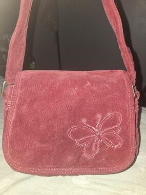 Vintage Y2K Aéropostale Burgundy Red Cordaroy Butterfly Shoulder Bag